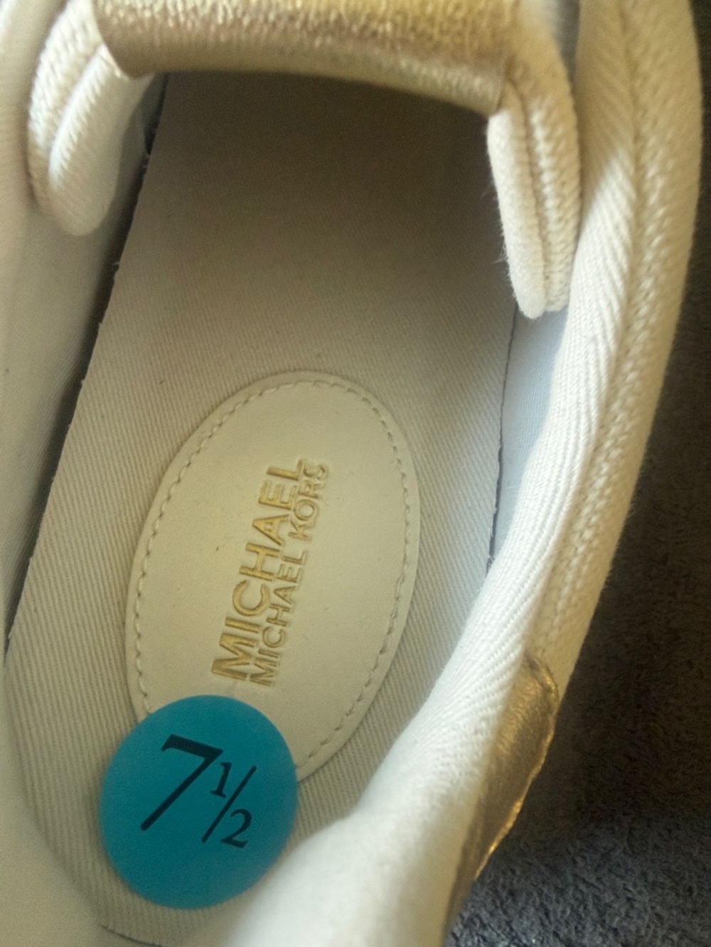 Michael Kors Women Cream and Gold Sneakers - Picture 8 of 12